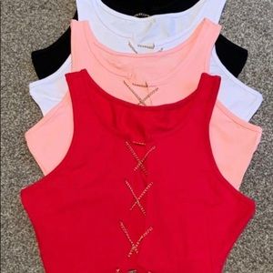 Cropped top open front with chain